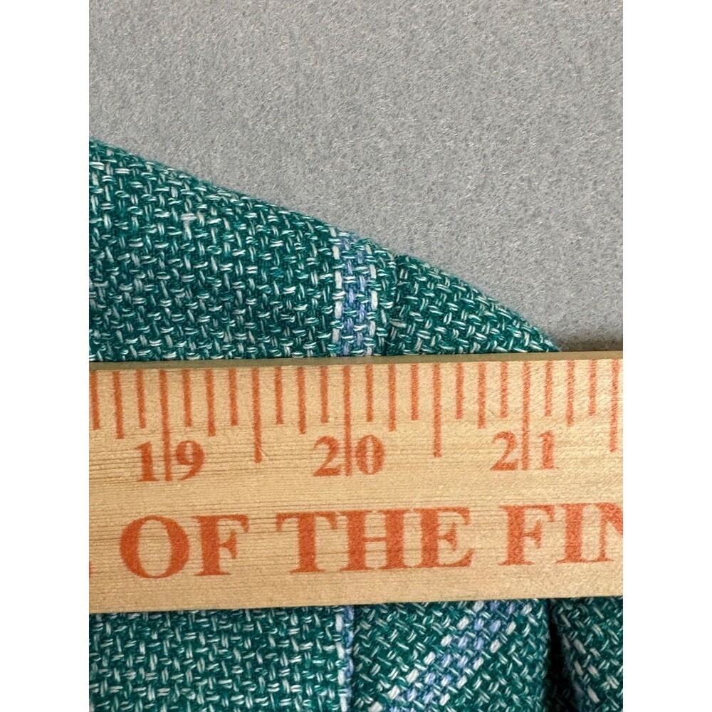 Tailorbyrd Blazer Mens 48L Teal Linen Rayon Windowpane Double Vent Sportscoat - Picture 10 of 14